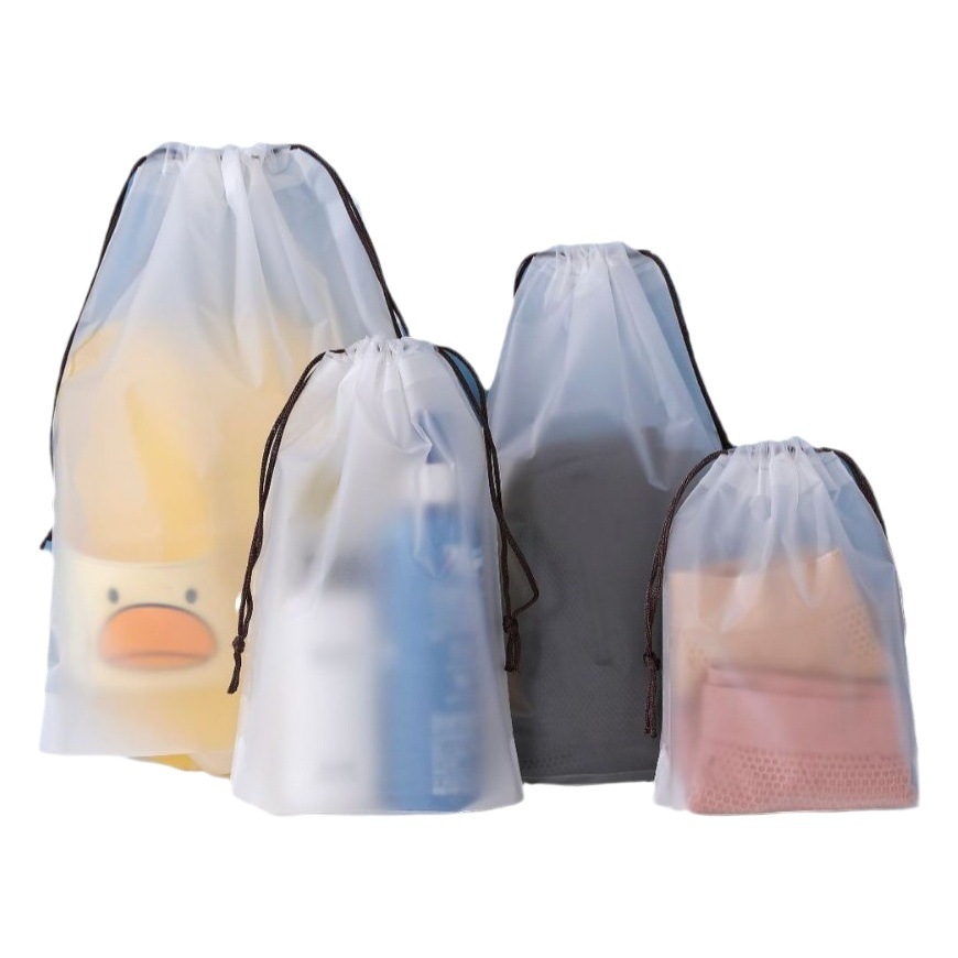 Transparent Frosted Drawstring Pocket Wholesale Thickened Blank Plastic Clothing Waterproof Clothing Underwear Travel Storage Bag
