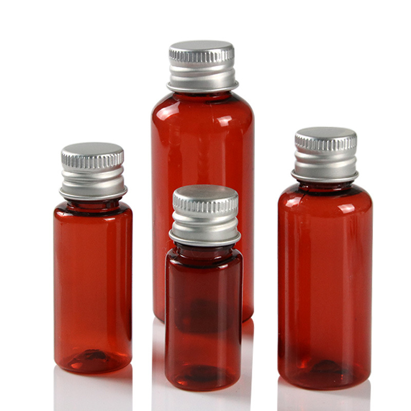 10 20 30 50ml ml brown dark plastic bottle PET aluminum cap emulsion cosmetic sub-packaging sample empty bottle