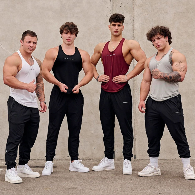 American YOUNG Muscle Fitness Vest Men's Summer Sports Outdoor Running Tight Quick-drying Sleeveless Vest Trendy