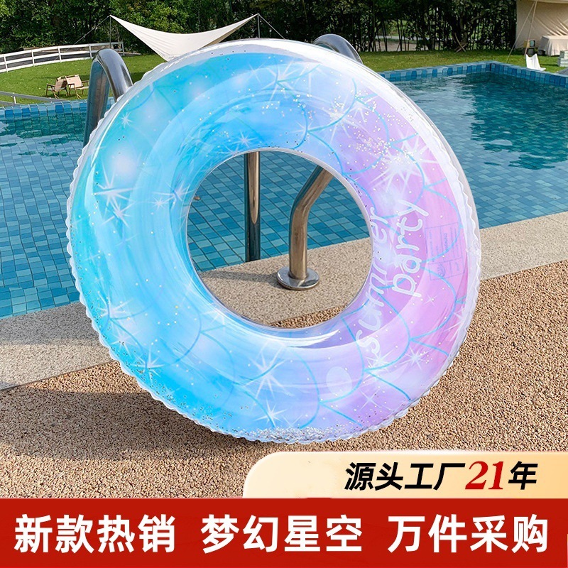 Picture of Factory hot-selling inflatable swimming ring swimming ring thickened adult floating ring letter Bai shell swimming ring