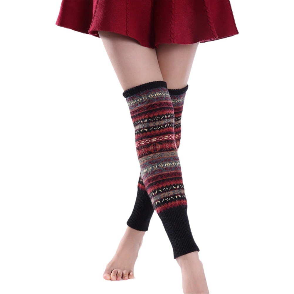 Autumn and Winter Thickened Bohemian Style Socks Women's Wool Stacking Socks Lengthened Warm Leg Socks Knee Boots