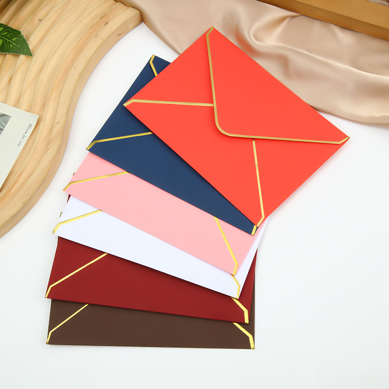 In stock Amazon cross-border blank color gilding edge Western envelope invitation creative gift invitation with LOGO