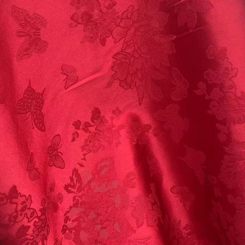 Butterfly Love Flower Chinese Style Satin Jacquard Fabric New Chinese Retro Cheongsam Hanfu Shirt Dress Jacquard