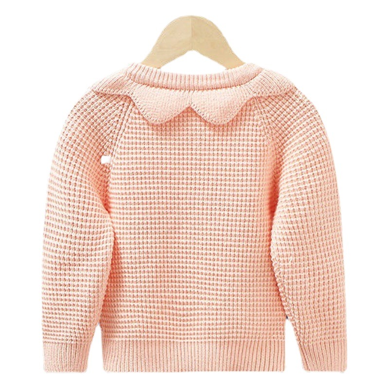 2025 New Autum Girls Sweater Jacket Single-Breasted Pink Women's Round Neck Cherry Non-Hooded Cardigan in Stock