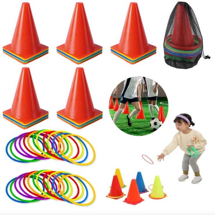 Ring toss team-building toys, children's sensory integration training, ice cream cone throwing game, ice cream bucket street stall pole, ring obstacle