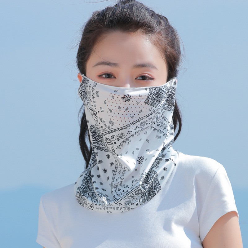 New Ventilation Hole Outdoor Ice Silk Mask Varied Ear Hanging Headband Men's and Women's Bicycle Riding Hood Neck Cover Sunscreen Summer