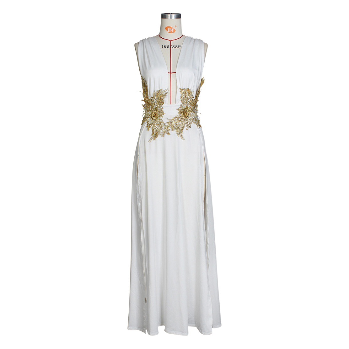 New European and American Women's Long Dress Sexy Fashion Wedding Evening Dress Deep V High Split Part Large Hop Dress