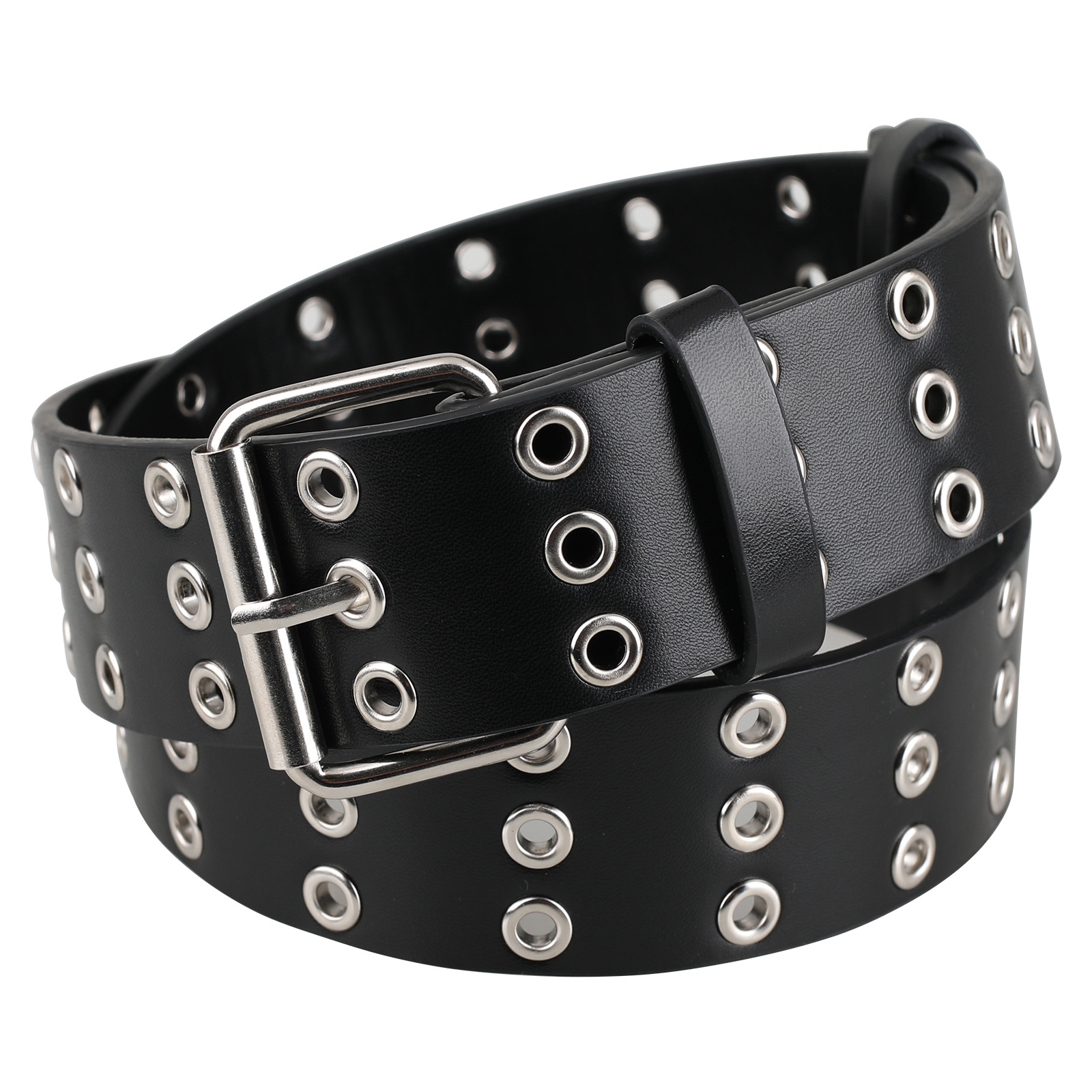 Three Exhaust Eye Rivet Belt 4.3 Decorative Wide Belt Export Pu Belt Women