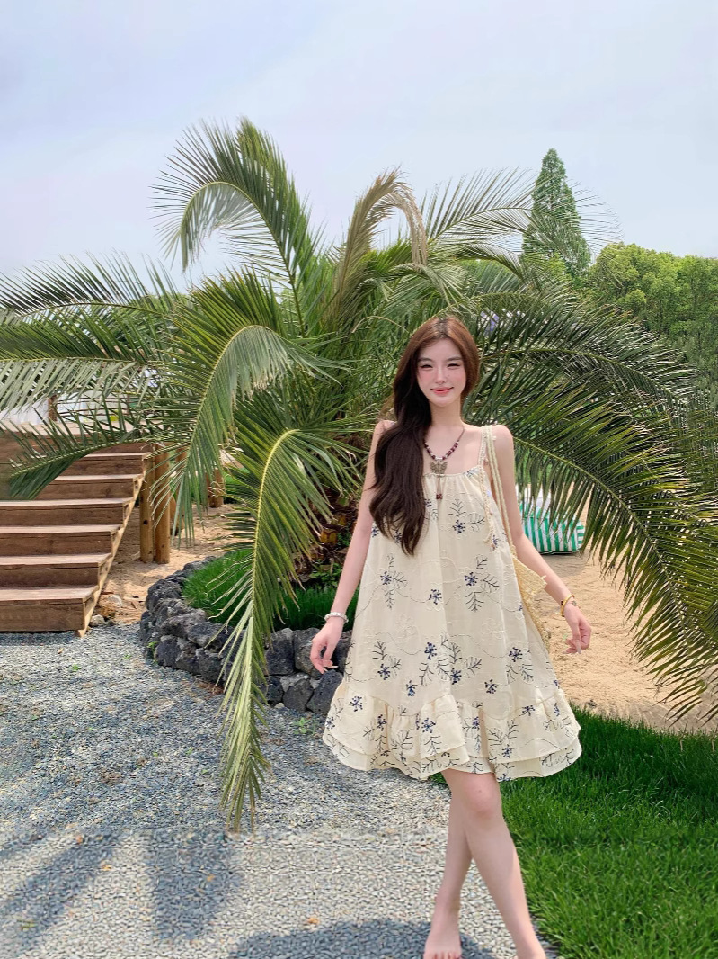 2025 [Coconut Grove Sea Breeze] Heavy Industry! Jacquard Suspender Dress for Women in Summer, Lazy Style, Seaside Vacation
