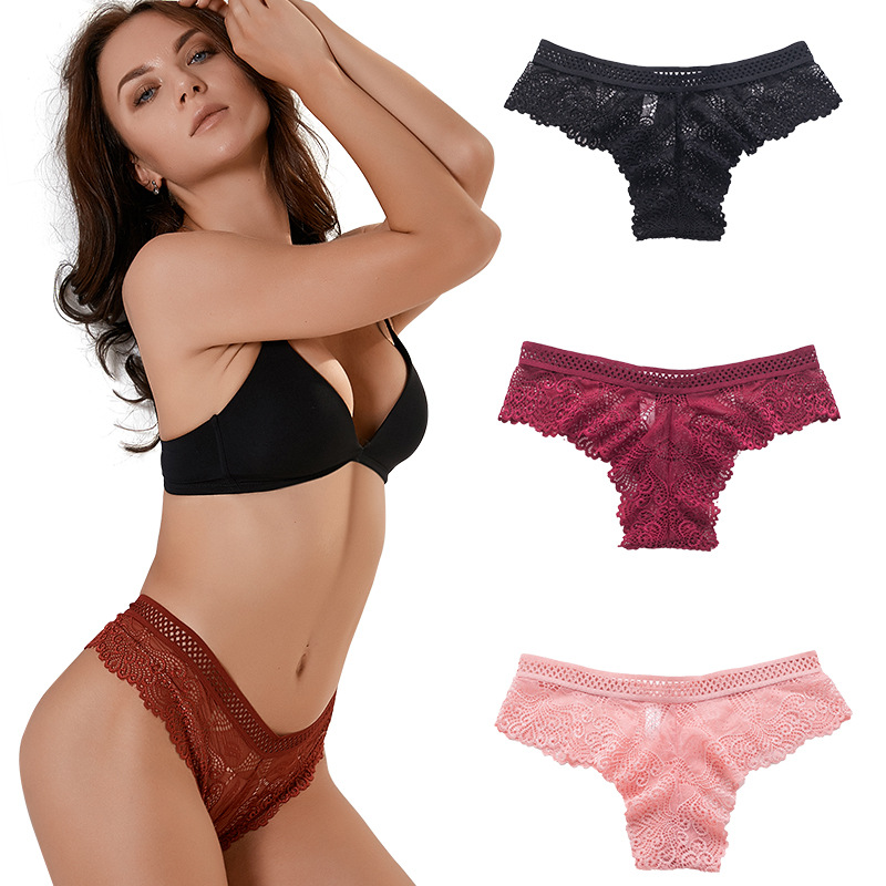 Foreign Trade Bikini Lace Thong Women's Temptation Sexy Girls Underwear Hollow Lace Women's Briefs 6406