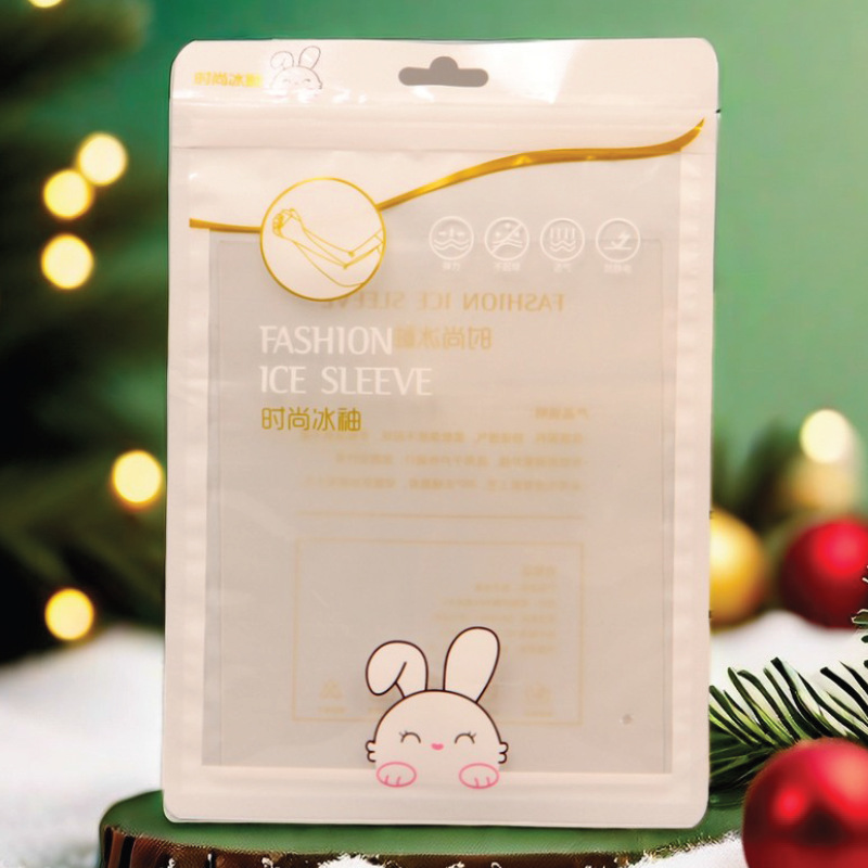 Children's ice sleeve packaging bag cool sunscreen sleeve self-sealing bag sleeve arm protective sleeve transparent rabbit ice sleeve bag
