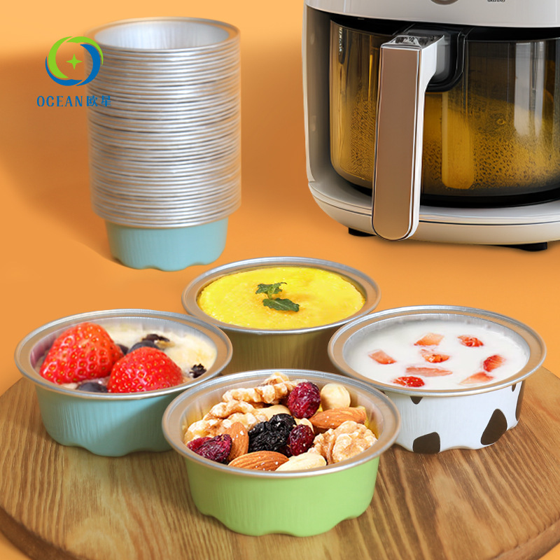 Pudding Cup Tin Paper Bowl Baking Mold Dafu Jelly Aluminum Foil Box Cake Baking Box Round Bowl Cake Tin Paper Box
