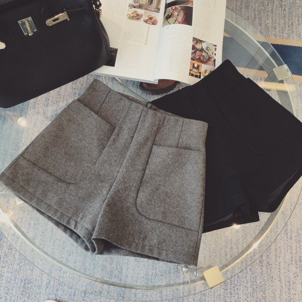 Add fat plus size fat mm200 kg autumn and winter woolen shorts high waist slim outer wear boots pants A- shaped wide-legged shorts women