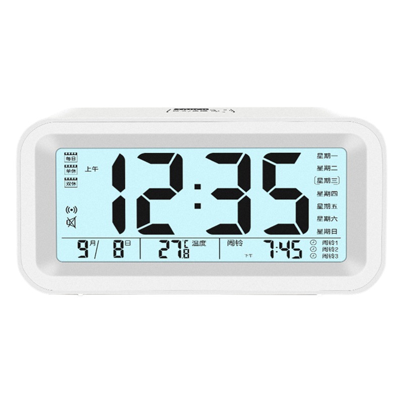 Rechargeable Three-Group Alarm Clock Student Electronic Clock Luminous Smart Silent Multi-Functional Children's Voice Time Smart Clock
