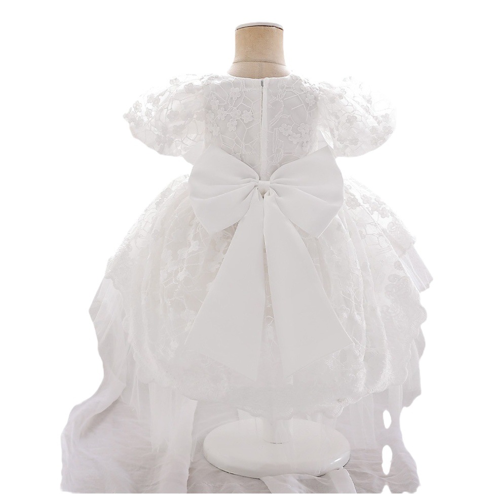 European and American New Children's Dress, Noble Tail Flower Girl Wedding Dress, Princess Dress, Mesh Cake Dress in Stock
