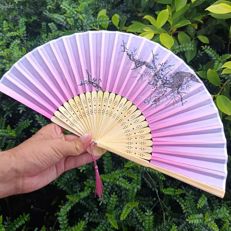 Picture of Folding Fan Bamboo Ancient Fan Student Girl Chinese Style Small Fan Scenic Spot Export Wholesale Retail Gift Decorative Fan