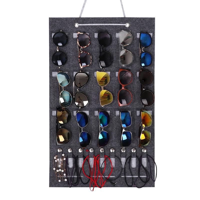 15 slots jewelry finishing storage bag glasses felt storage display board sunglasses felt storage hanging bag