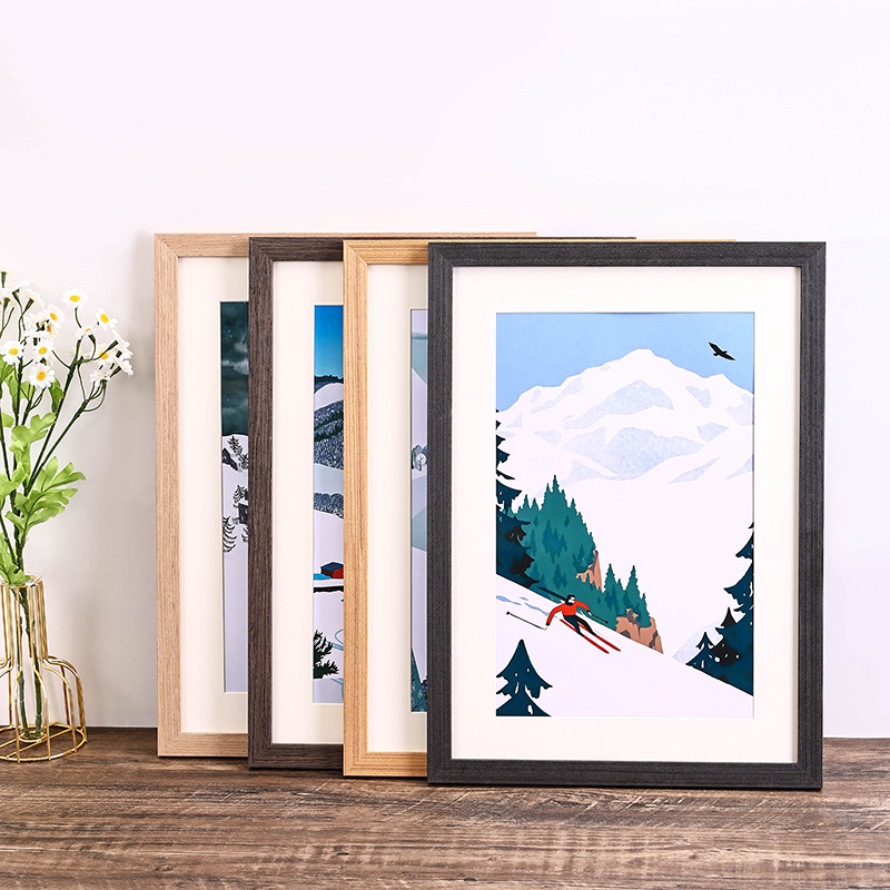 Picture of Solid wood photo frame mounting picture frame wall hanging A3 inch 16 decoration a4 inch 4 open 8K puzzle frame creative photo wall wooden