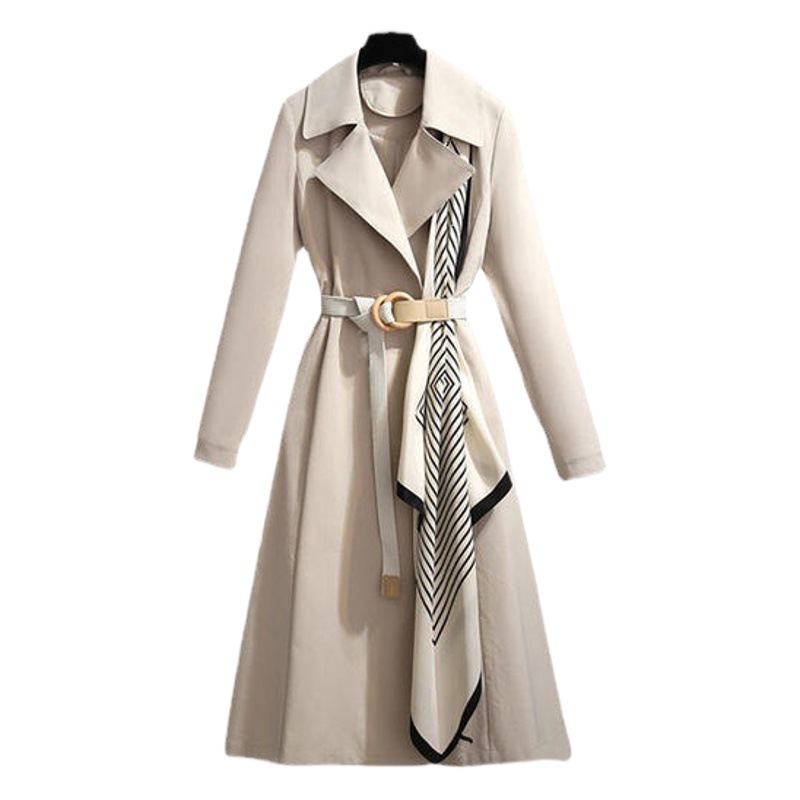 Trench coat Women's Mid-length 2024 Spring and Autumn New style western style age-reducing plus size loose slimming elegant women's coat fashion
