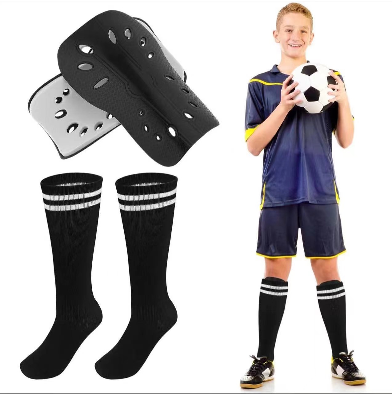 Amazon cross-border temu adult men and women non-slip dispensing football socks combination suit leg guards socks straps