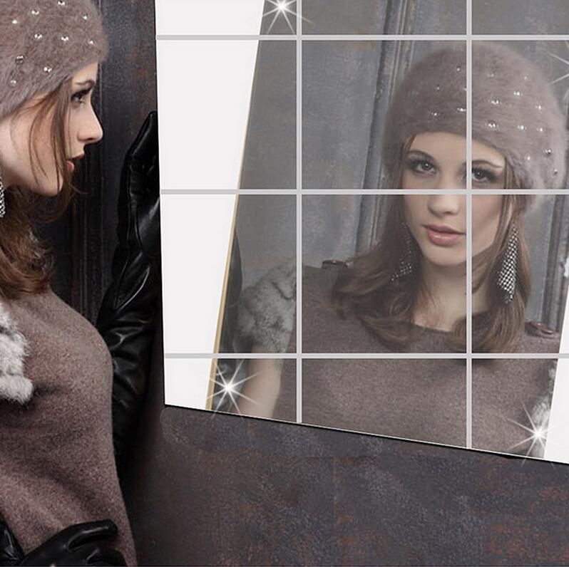 Picture of 15cm x 16 Square Mirror Creative Home Decoration Combination Movable Mirror Sticker AliExpress Amazon Explosions