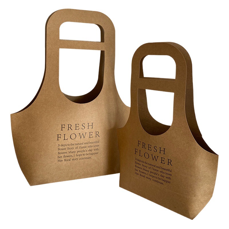 Flower Handbag Kraft Paper Flower Bag Cross-Border Supply Floral Hand-Held Flower Arrangement Basket Paper Teacher's Day Hand-Held Flower Box