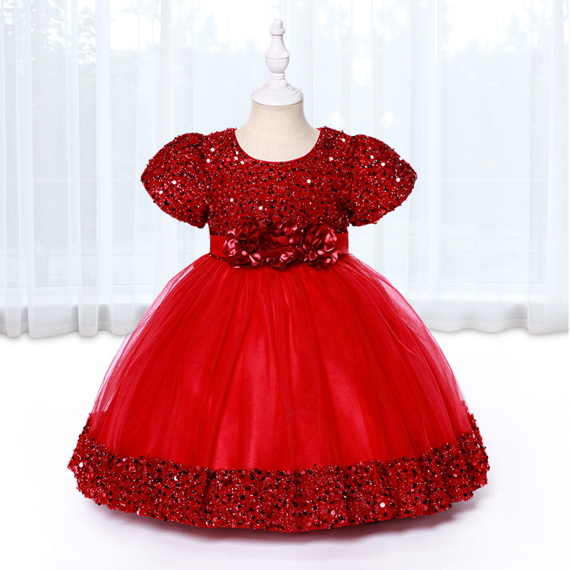 Picture of One-year-old dress baby girl children's dress Princess dress flower girl wedding dress puffy skirt Europe and the United States foreign trade wholesale cake skirt