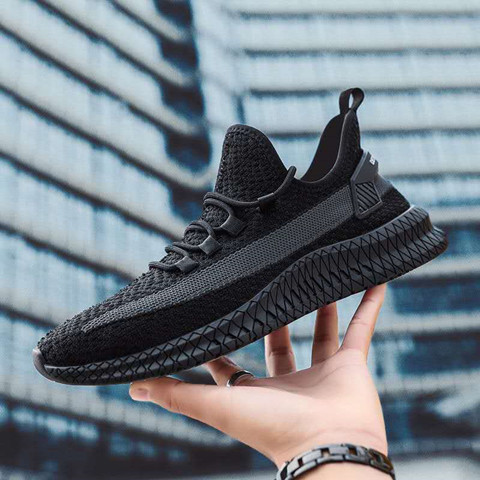 Cross-Border men's casual shoes men's fashionable all-matching sneaker men's shoes flying woven breathable mesh cloth shoes factory wholesale