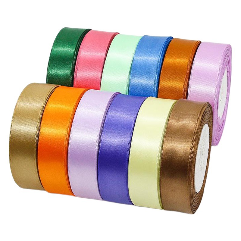 Factory wholesale 2.5CM high density single side satin polyester with flowers gift packaging ribbon clothing accessories ribbon