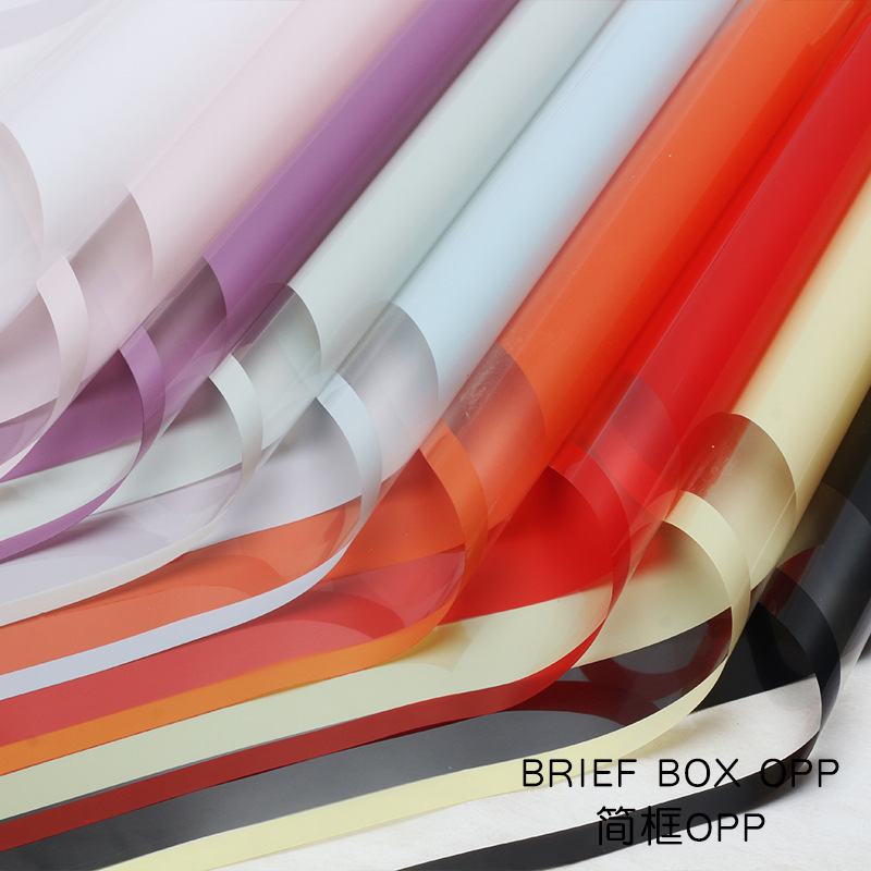 Hua Xi border transparent simple frame OPP in stock wholesale cellophane floral bouquet flower wrap paper waterproof flower packaging
