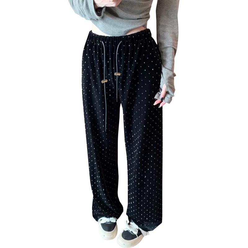 Picture of New maternity pants drawstring gold velvet outer wear narrow wide leg pants trousers