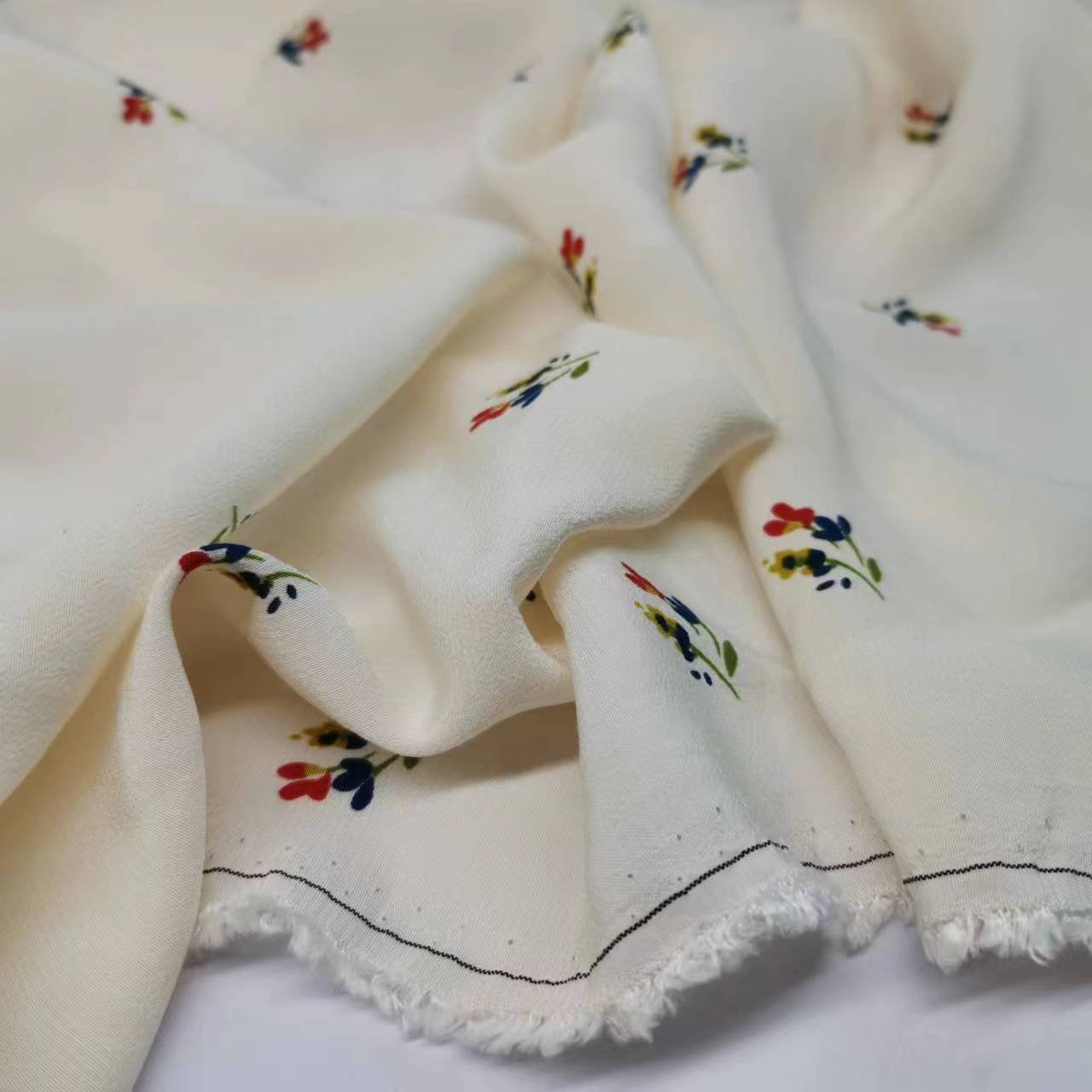 Cotton Acetate Fabric Draped Cool Breathable Small Floral Gentle Style Cheongsam Skirt Fashion Fabric