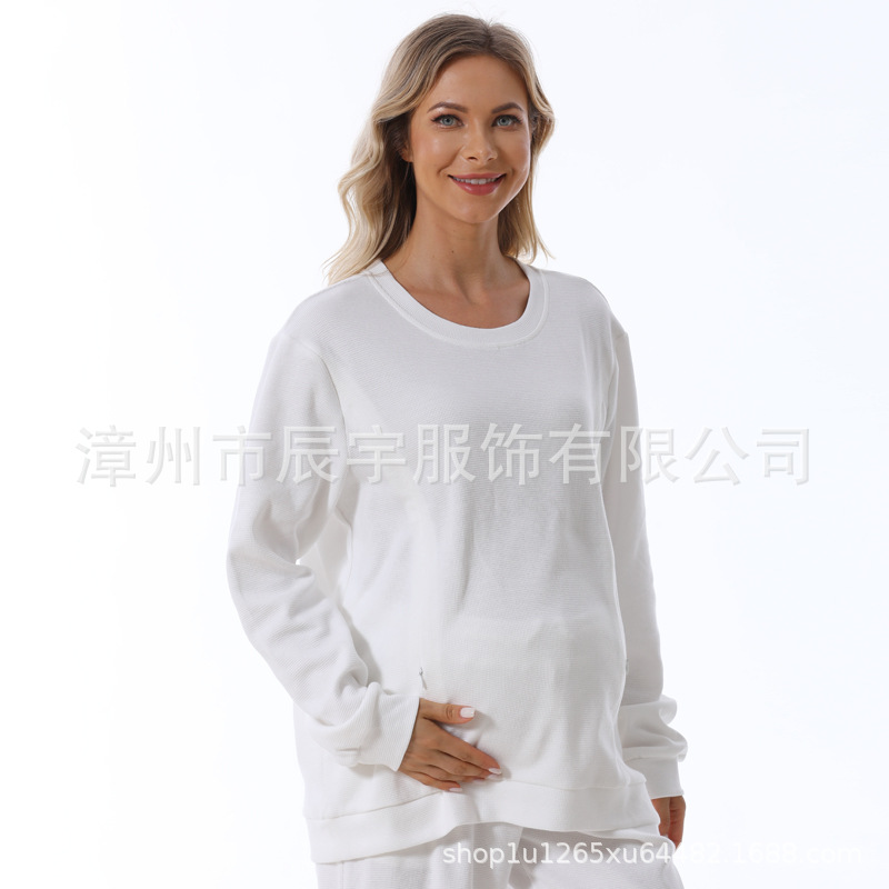Picture of Pregnant Women's suit Fashion 2025 European and American Two-piece New Loose Out Spring and Autumn Pregnant Women's Breastfeeding Dress Home Simple