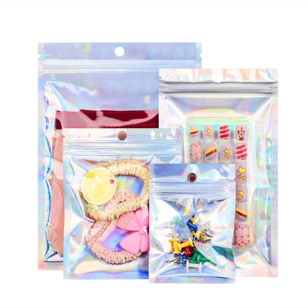 Picture of Laser Self-sealing Bag Yum Magic Color Bag Data Line Yin and Yang Bag Digital Flash Aluminum Foil Plastic Bag Jewelry Bag