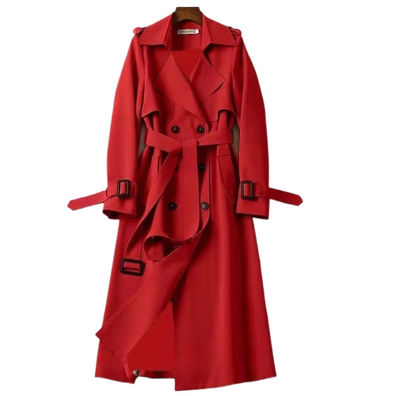 Picture of Black Trenchcoat Women's Mid-length 2024 Spring and Autumn New Korean Style Petite Popular British Style Coat Over-the-knee Coat