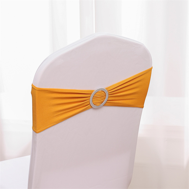 Picture of Backrest Flower Stretch Chair Cover Bow Banquet Decoration Free Wedding Ribbon Wedding Hotel Ribbon Stool Strap