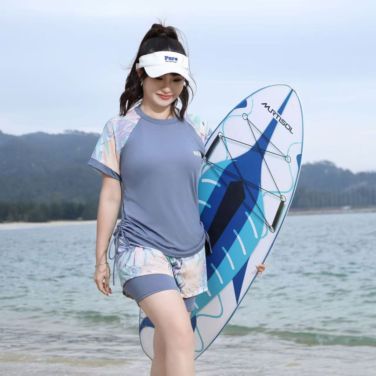 Picture of plus size Swimsuit Women's Split Sports Two-piece Casual Slight Fat Girl's Conservative Slim-looking Meat Covering Belly Covering Hot Springs