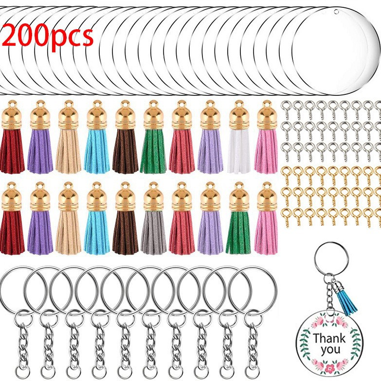 [Cross-border] creative DIY acrylic key chain tassel pendant decorative transparent acrylic embryo set