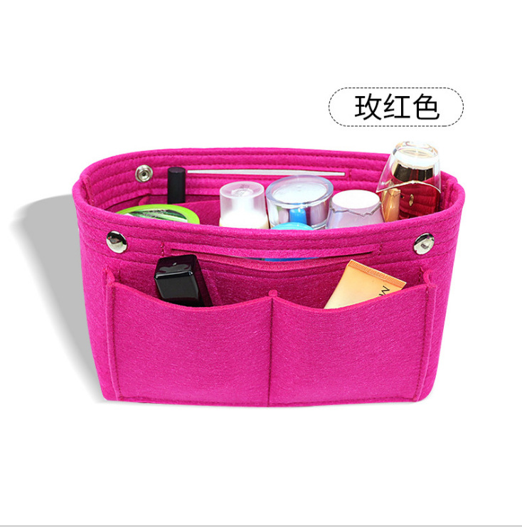 Picture of Factory wholesale felt cosmetic bag multi-functional Women's Travel liner bag large capacity felt snap storage bag