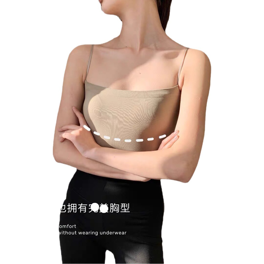 Picture of Live Broadcast Popular 1806 Camisole Seamless Beautiful Back Latex Chest Pad Fixed Cup Outer Wear Bottoming Chest Wrap Intimates for Women