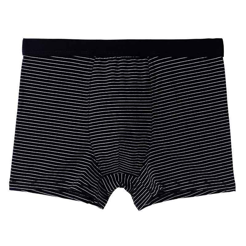 Picture of Cotton mid-high waist men's underwear loose plus size breathable men's boxer striped print cotton boxers