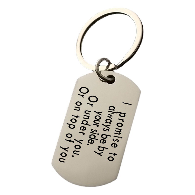 I promise to always be your side stainless steel keychain dog tag couple gift