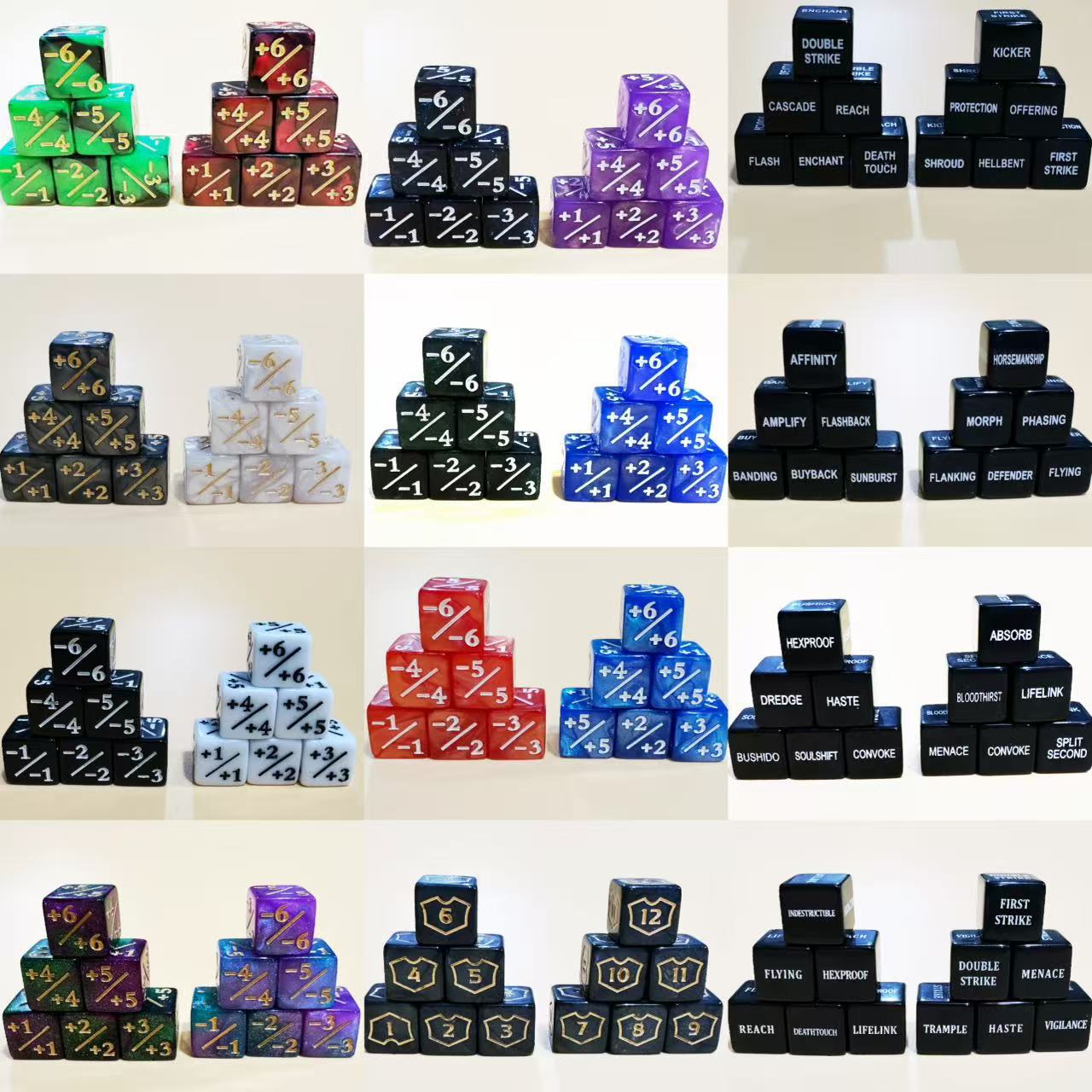 Addition and Subtraction Symbols English Printing 16mm Two-Color Pearl Pattern Solid Color Starry Sky Dice Dice Sieve Cup Dice