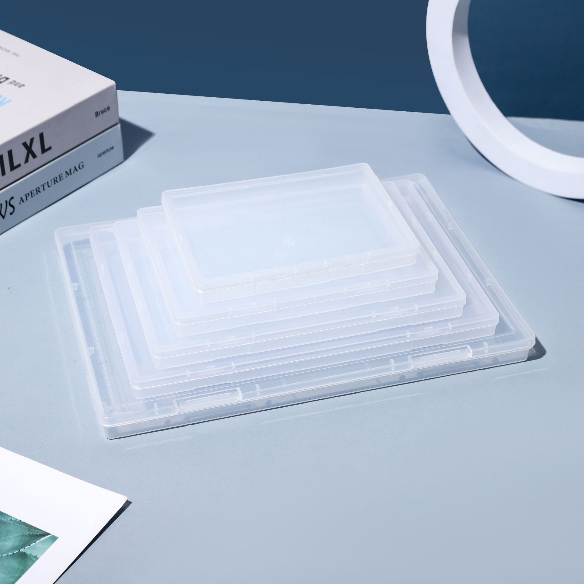 Transparent Rectangular Plastic Flat Box Cross-border Jewelry Parts Storage Box Empty Box Fishing Tackle Box Accessories Packaging Finishing Box
