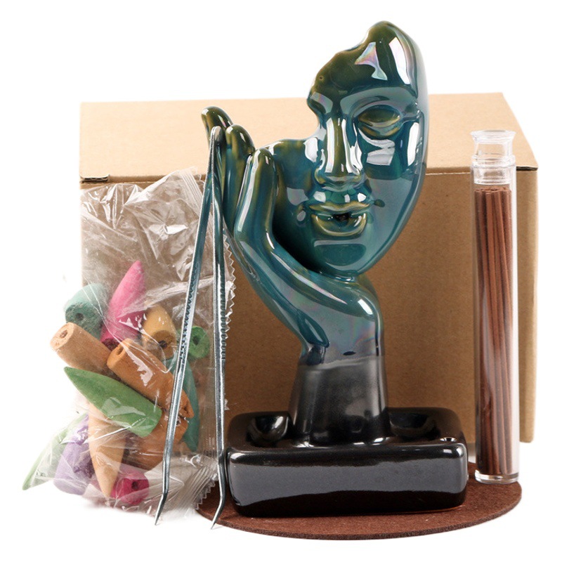 European-style crafts ceramic smoke backflow incense holder incense holder art decorations abstract figure sculpture backflow incense burner