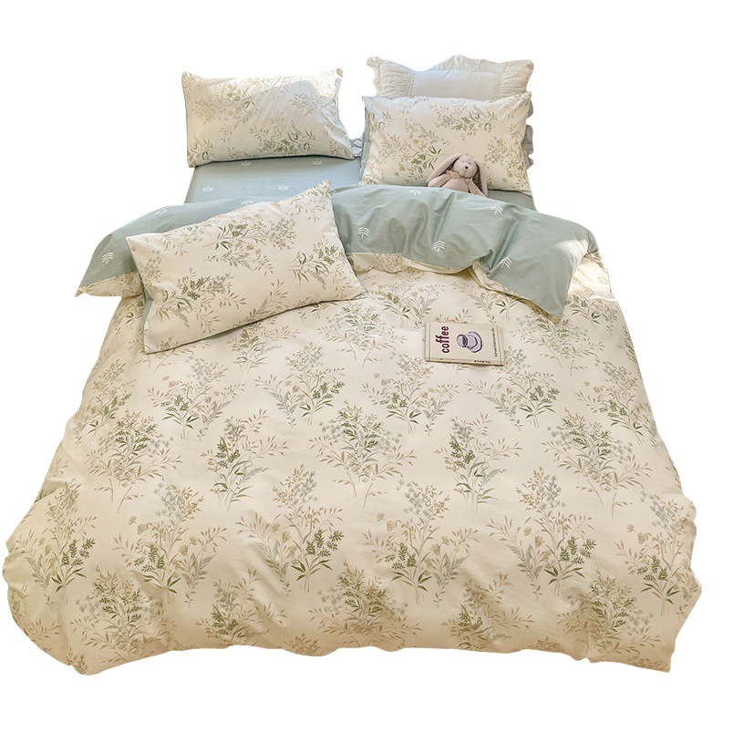 40 cotton four-piece set wholesale 2025 spring flower quilt cover cotton bed sheet quilt cover Nantong bed three-piece set