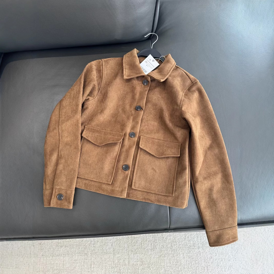 ZA cross-border women's clothing wholesale European and American style new single-breasted double-sided suede texture jacket coat 4344622