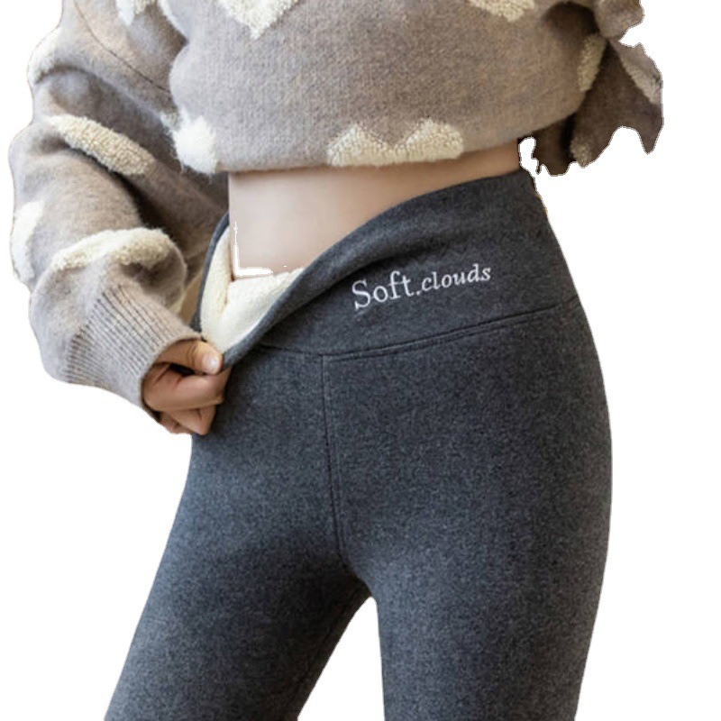 Picture of Cross-Border New Autumn and Winter Velvet Leggings for Women to Wear as Outerwear, High-Waisted, Tummy-Controlling, Embroidered, Tight-Fitting, Large-Size, Thickeneded Warm Pants, Trbottomy