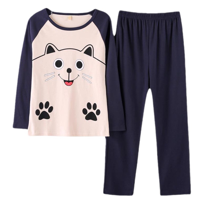 Spring and Autumn New Long Sleeve Pajamas Women's Pants Large Size Cute Cartoon Pajamas Women's Winter Home Suit Factory Outlet