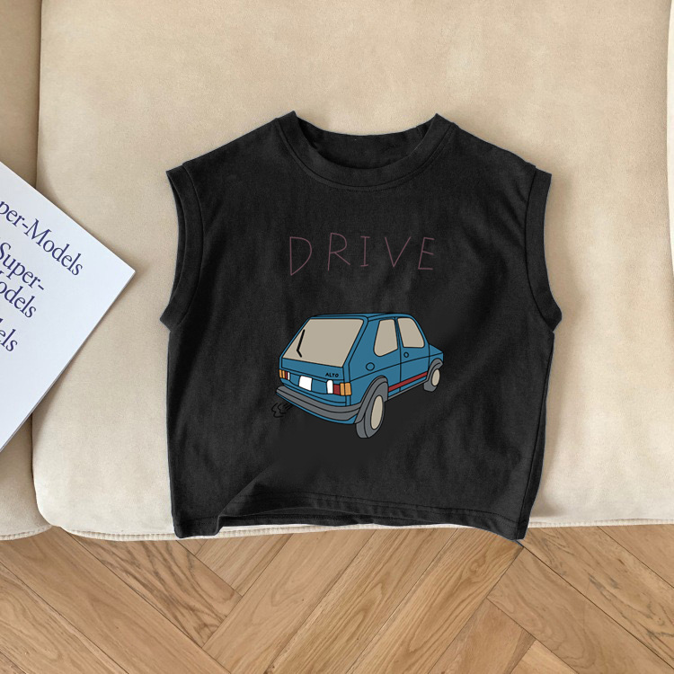 Picture of Pure Cotton Baby Kidsren's Sleeveless T-Shirt 2025 New Cartoon Car Versatile Boys and Girls Vest Undershirt Top Summer